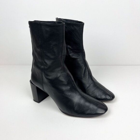 Zara Shoes - ZARA Black Leather Round Toe Boots |  Sz 7 | Classic